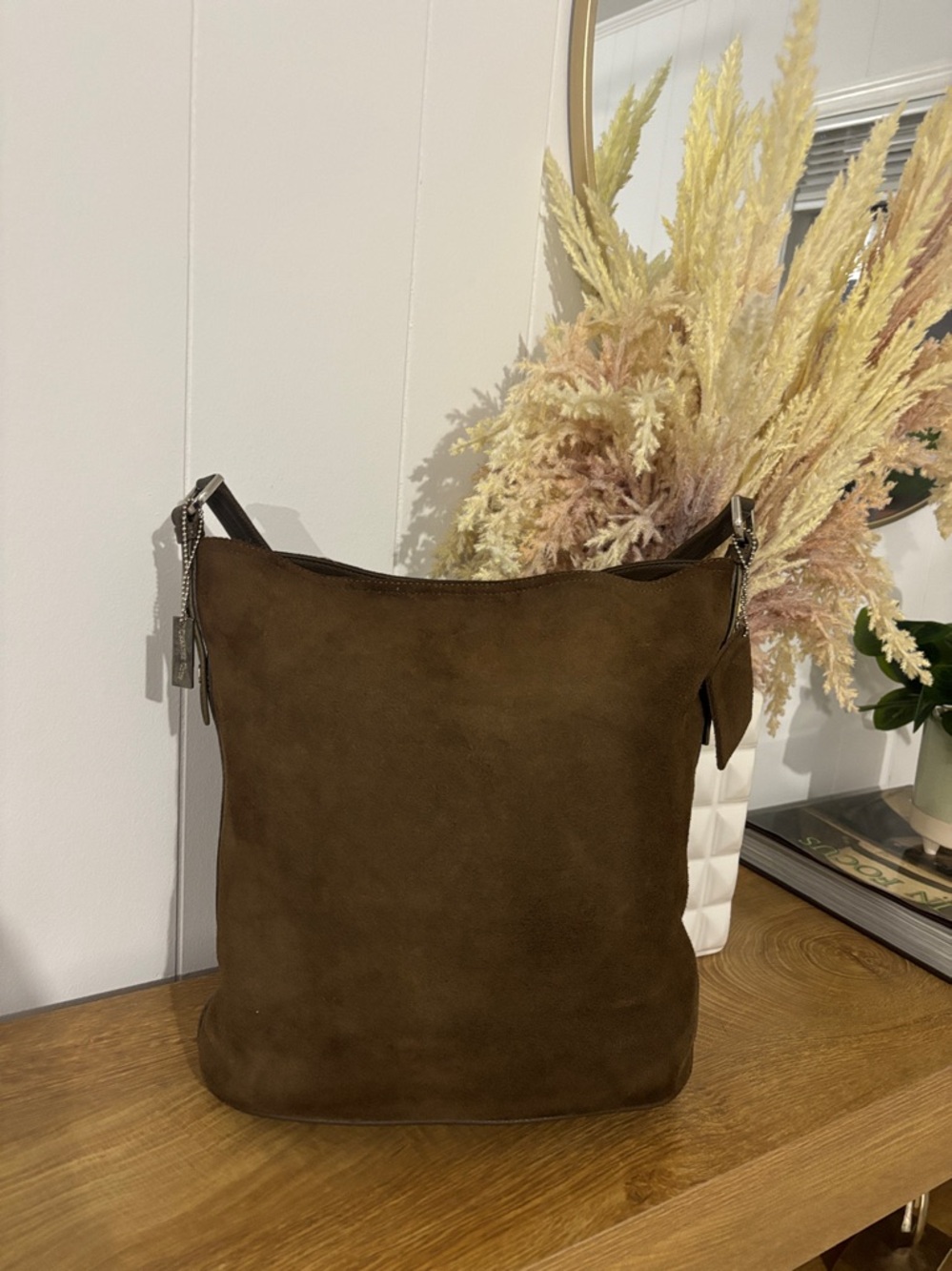 Charter Club Suede Crossbody Shoulder Bag - Brown